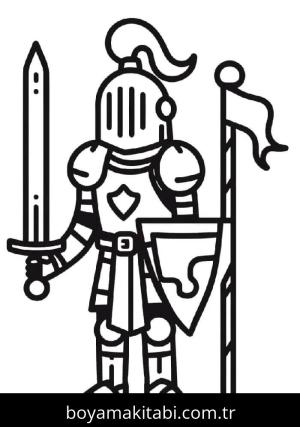Şövalye boyama sayfası – çocuk aktivitesi, PDF indir