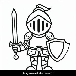 Şövalye boyama sayfası – el becerilerini geliştirir, boyama çalışması