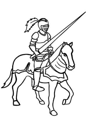 Şövalye boyama sayfası,  coloring page, At Dövüşünde Şövalye, 