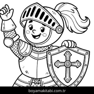 Şövalye boyama sayfası – sevimli karakter, sanatsal çalışma