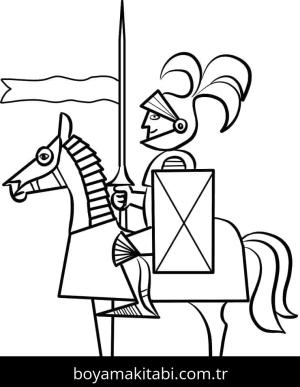 Şövalye boyama sayfası – çocuk aktivitesi, PDF indir