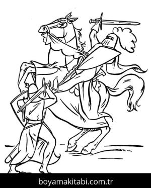 Şövalye boyama sayfası – basit çizim, kolay boyama