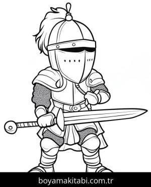 Şövalye boyama sayfası – renkli çizimler, okul öncesi