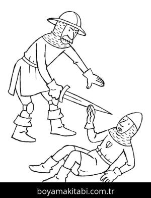 Şövalye boyama sayfası – keyifli zaman, renkli çizimler
