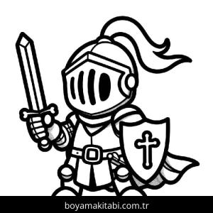 Şövalye boyama sayfası – PDF indir, sevimli karakter