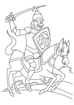 Şövalye boyama sayfası,  coloring page, At Sırtında şövalye, 