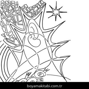 Soyut boyama sayfası – PDF indir, sevimli karakter