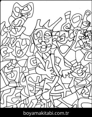 Soyut boyama sayfası – keyifli zaman, renkli çizimler