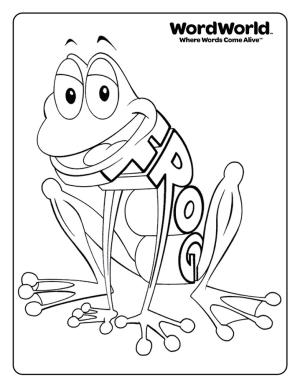 Sözcük Dünya boyama sayfası,  coloring page, WordWorld Frog, 