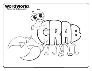 Sözcük Dünya boyama sayfası,  coloring page, Crab from WordWorld, 