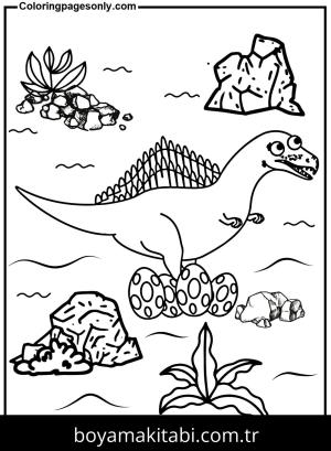 Spinosaurus Dinazor boyama sayfası,  coloring page, , Spinosaurus With Eggs