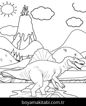 Spinosaurus Dinazor boyama sayfası,  coloring page, , Spinosaurus In The Mud