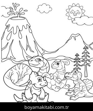 Spinosaurus Dinazor boyama sayfası,  coloring page, , Spinosaurus Parasaurolophus Plesiosaur And Triceratops
