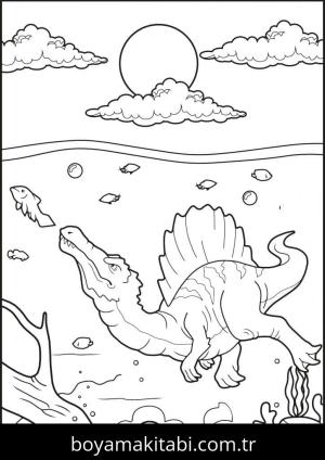 Spinosaurus boyama sayfası – boyama etkinliği, çocuk aktivitesi