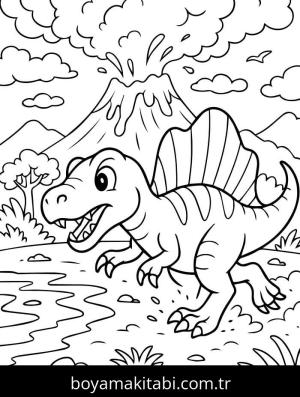 Spinosaurus boyama sayfası – okul öncesi, evde etkinlik