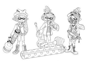 Splatoon boyama sayfası,  coloring page, Anya Mon Kalamar Kardeşleriyle, 