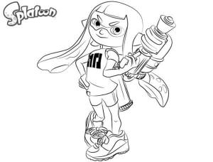 Splatoon boyama sayfası,  coloring page, Callie Bombacısını Gösteriyor, 