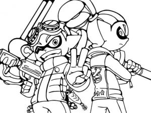 Splatoon boyama sayfası,  coloring page, Kız Kardeşler Mürekkep Boyalı Yüzeylerde Yüzmeye Hazır, 