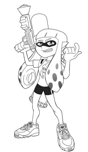 Splatoon boyama sayfası,  coloring page, Callie Inkling’lerle Savaşmaya Hazır, 