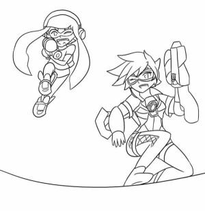 Splatoon boyama sayfası,  coloring page, Cesur ve Cesur Kız Kardeşler Tüm Bölgeyi Boyayacak, 