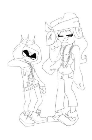 Splatoon boyama sayfası,  coloring page, Altın Zincirli Moda Kızları, 