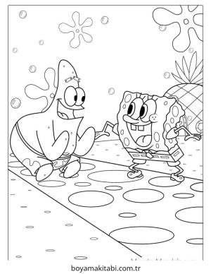 Spongebob boyama sayfası – eğlenceli etkinlik, el becerilerini geliştirir