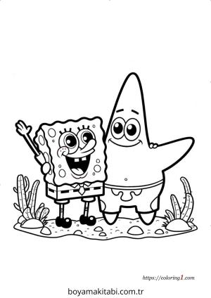 Spongebob boyama sayfası – el becerilerini geliştirir, boyama çalışması