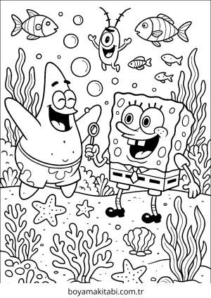 Spongebob boyama sayfası – çocuk aktivitesi, PDF indir