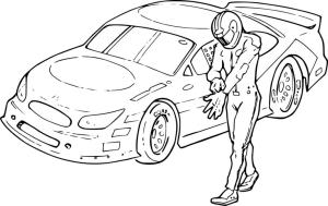 Spor Araba boyama sayfası,  coloring page, Yarışçı yarışmaya hazırlanıyor, 