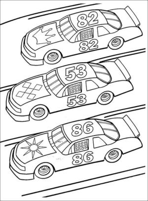 Spor Araba boyama sayfası,  coloring page, Üç araba yarışıyor, 