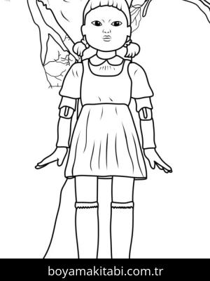 Squid Game boyama sayfası – PDF indir, sevimli karakter