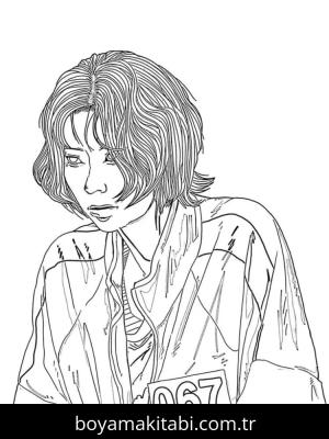 Squid Game boyama sayfası – basit çizim, kolay boyama