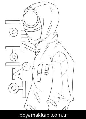 Squid Game boyama sayfası – okul öncesi, evde etkinlik