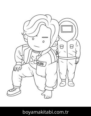 Squid Game boyama sayfası – renkli çizimler, okul öncesi