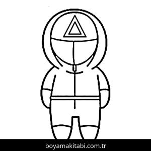 Squid Game boyama sayfası – çizgi film temalı, basit çizim