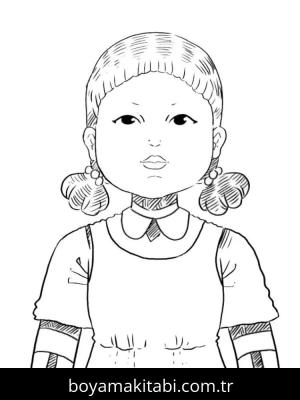 Squid Game boyama sayfası – çocuklar için, çizgi film temalı