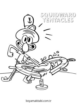 Squidward boyama sayfası – boyama etkinliği, çocuk aktivitesi