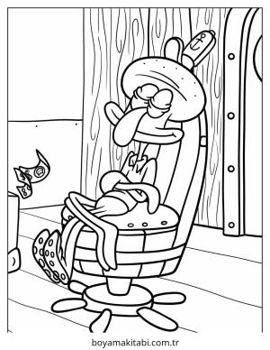 Squidward boyama sayfası – sevimli karakter, sanatsal çalışma