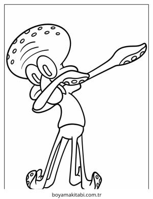 Squidward boyama sayfası – renkli çizimler, okul öncesi