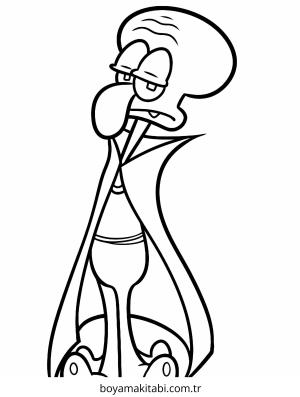 Squidward boyama sayfası – sanatsal çalışma, çocuklar için