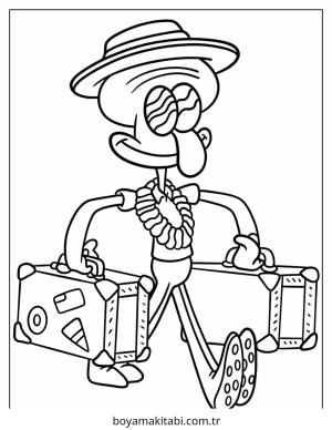 Squidward boyama sayfası – keyifli zaman, renkli çizimler