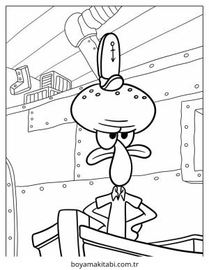 Squidward boyama sayfası – boyama etkinliği, çocuk aktivitesi