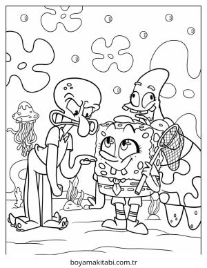 Squidward boyama sayfası – eğitici aktivite, yaratıcılık
