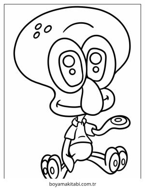 Squidward boyama sayfası – renkli çizimler, okul öncesi