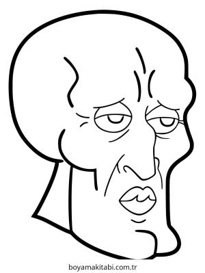 Squidward boyama sayfası – evde etkinlik, ücretsiz yazdır