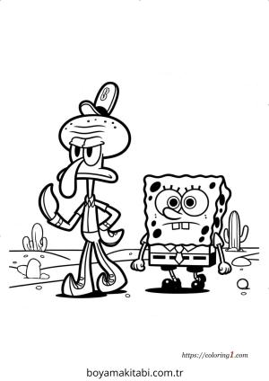 Squidward boyama sayfası – kolay boyama, eğitici aktivite