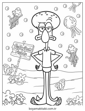 Squidward boyama sayfası – yaratıcılık, eğlenceli etkinlik