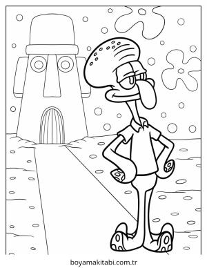 Squidward boyama sayfası – yaratıcılığı geliştirir, keyifli zaman