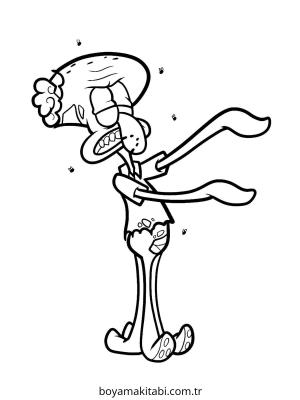Squidward boyama sayfası – çocuk aktivitesi, PDF indir