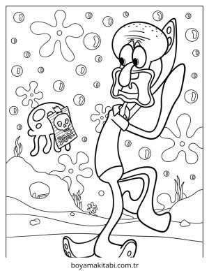 Squidward boyama sayfası – çocuklar için, çizgi film temalı